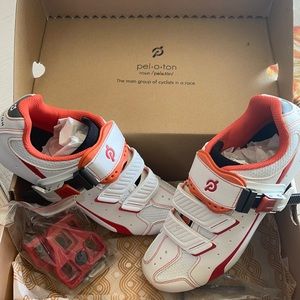 Peloton cycle shoe. BRAND NEW. Never used. White with orange.